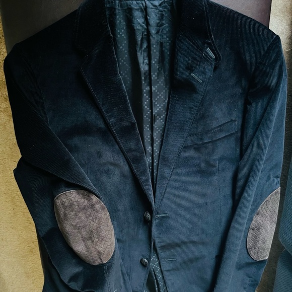 GUCCI Man’s black corduroy jacket w/ brown leather textured collar and elbows - Picture 3 of 17